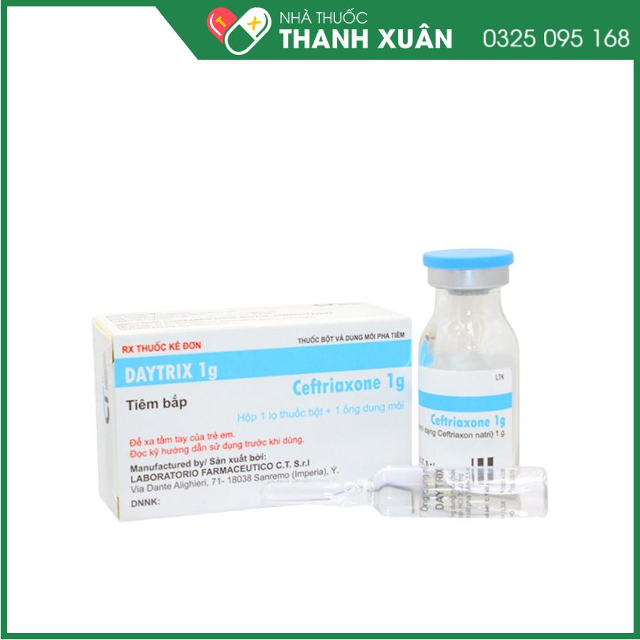 Thuốc bột pha tiêm Daytrix 1g điều trị nhiễm trùng nặng